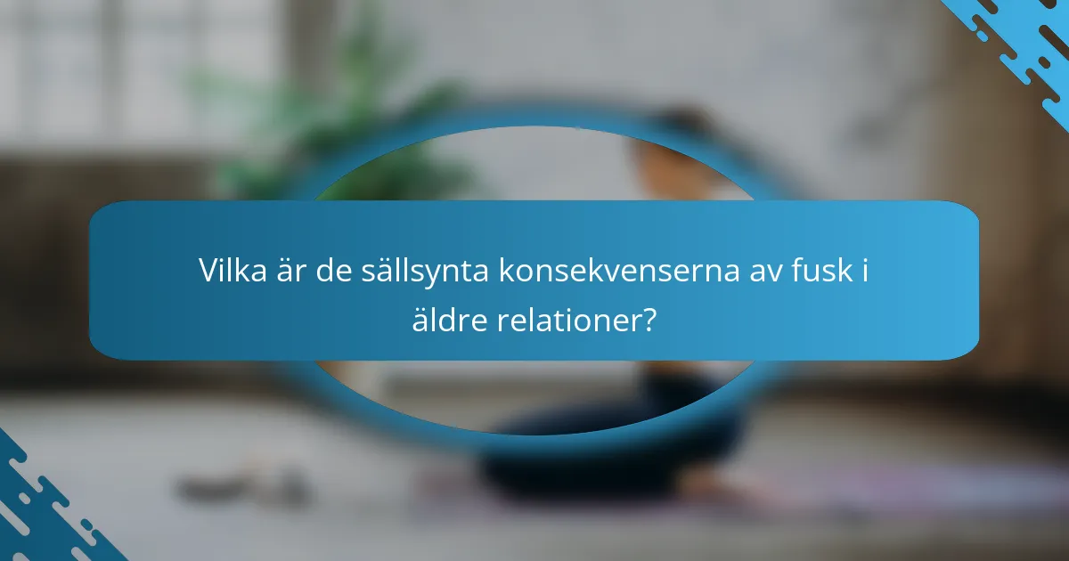 Vilka är de sällsynta konsekvenserna av fusk i äldre relationer?