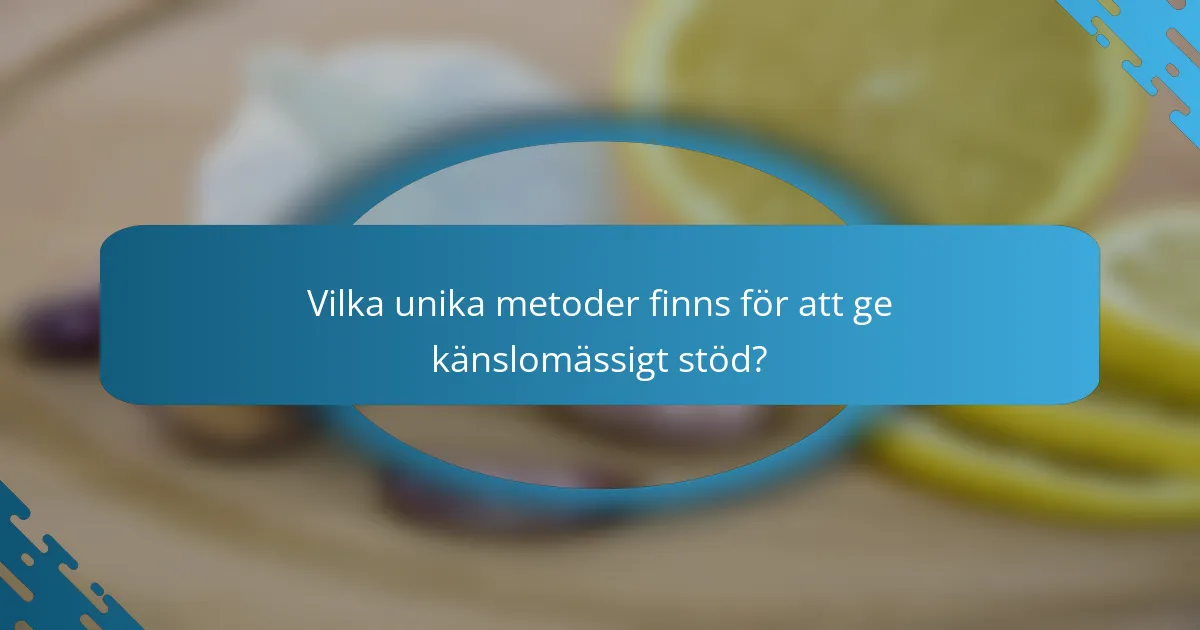 Vilka unika metoder finns för att ge känslomässigt stöd?