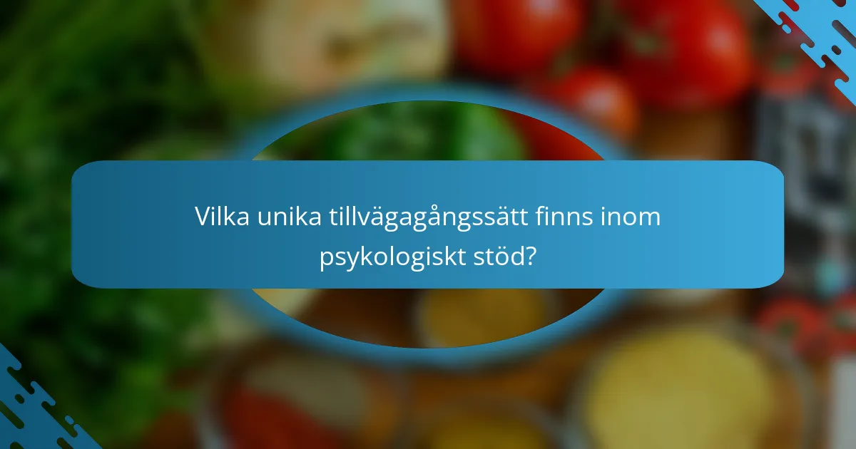 Vilka unika tillvägagångssätt finns inom psykologiskt stöd?